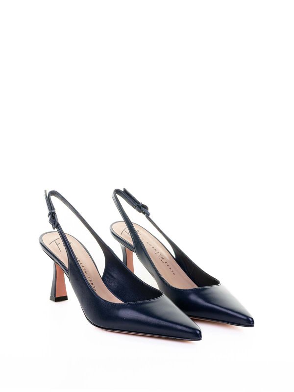 ROBERTO FESTA: court shoes online - Dcollet Slingback In Nappa A Punta Blu Navy