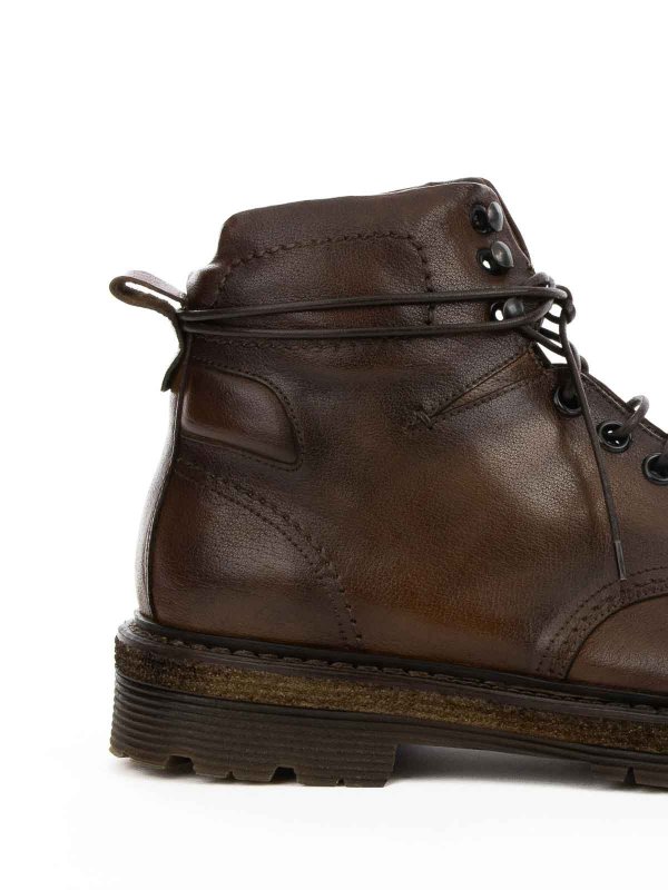 Leather mahogany boot with laces shop online: CORVARI