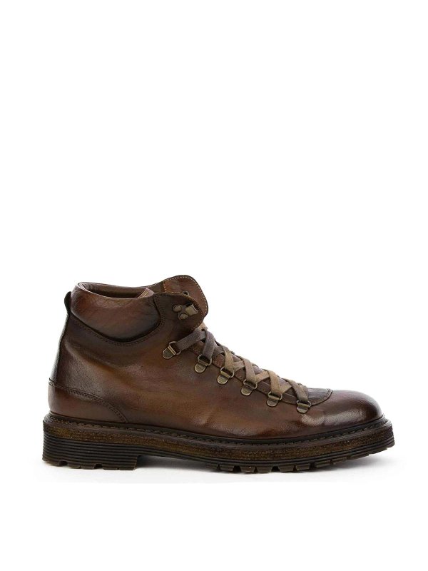 CORVARI: boots - Padula mahogany in leather with laces