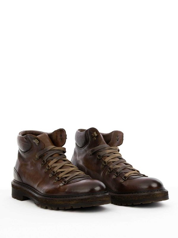 CORVARI: boots online - Padula mahogany in leather with laces