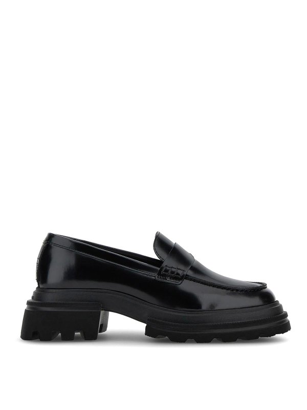 HOGAN: Loafers & Slippers - H674 black moccasin in leather