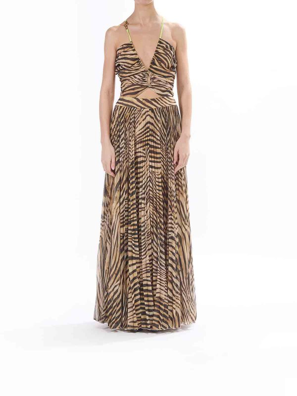 JUST CAVALLI: maxi dresses online - Long Plisse Dress Dress Georgette Tiger