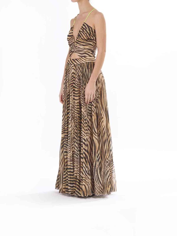 The Best Shops JUST CAVALLI: maxi dresses - Long Plisse Dress Dress Georgette Tiger