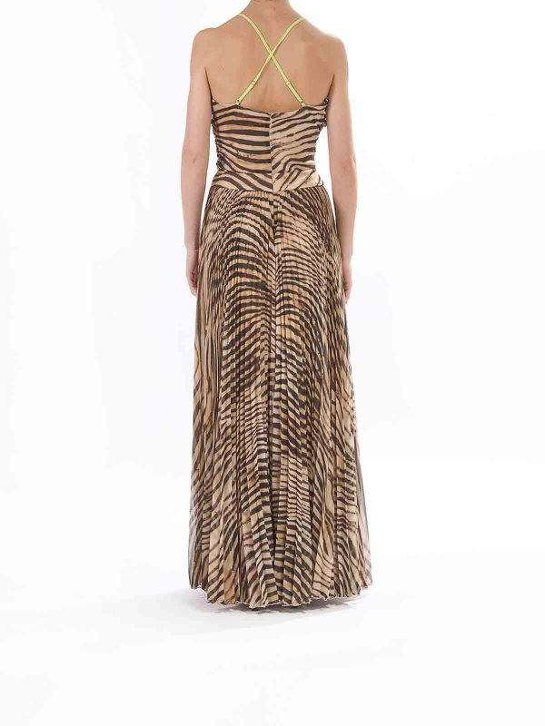 Long Plisse Dress Dress Georgette Tiger shop online: JUST CAVALLI