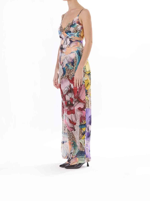 The Best Shops JUST CAVALLI: maxi dresses - Long Element Dress Chiffon Print Flowers