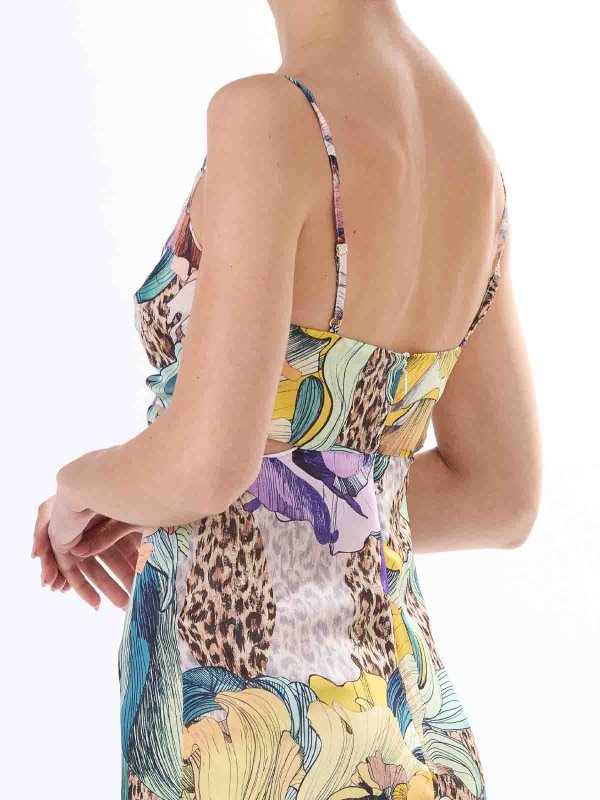 The Best Shops JUST CAVALLI: Long Element Dress Chiffon Print Flowers