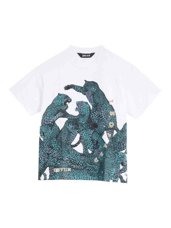 JUST CAVALLI: t-shirts - Placed Full Leopard T-Shirt