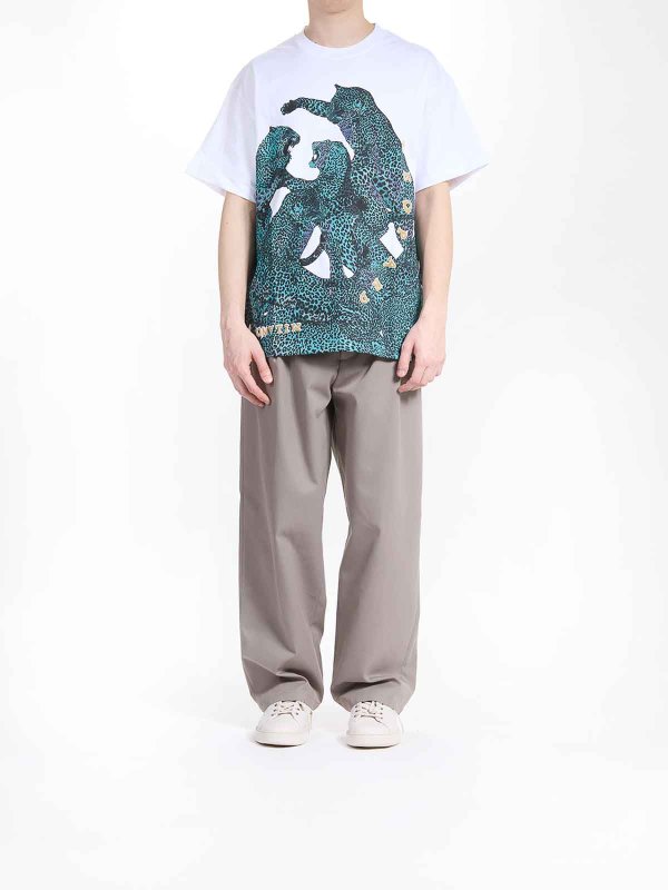 JUST CAVALLI: t-shirts online - Placed Full Leopard T-Shirt