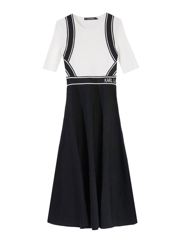 KARL LAGERFELD: knee length dresses - Knit Logo Short Sleeve Dress