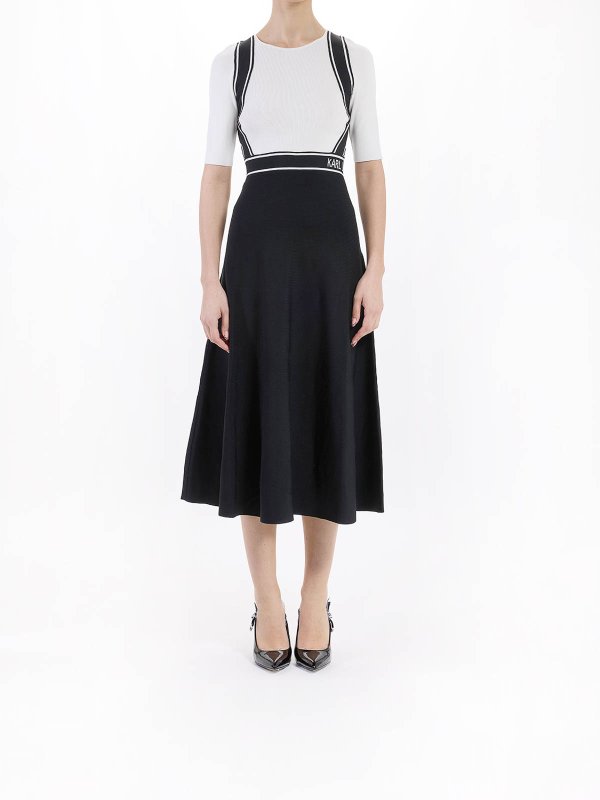 KARL LAGERFELD: knee length dresses online - Knit Logo Short Sleeve Dress