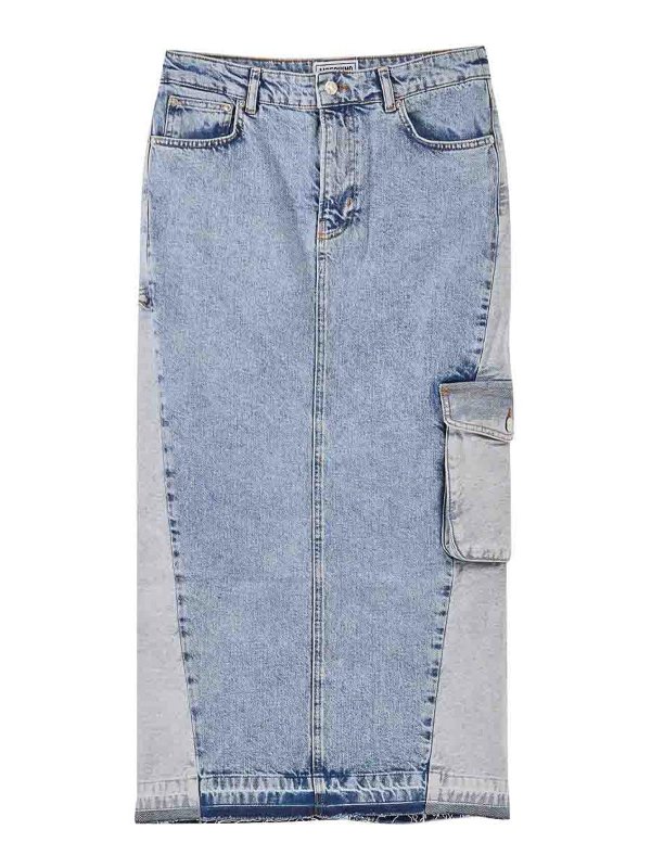 MOSCHINO JEANS: Knee length skirts & Midi - Denim Cargo Skirt