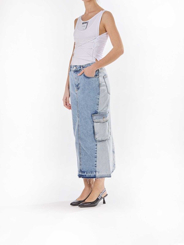 The Best Shops MOSCHINO JEANS: Knee length skirts & Midi - Denim Cargo Skirt