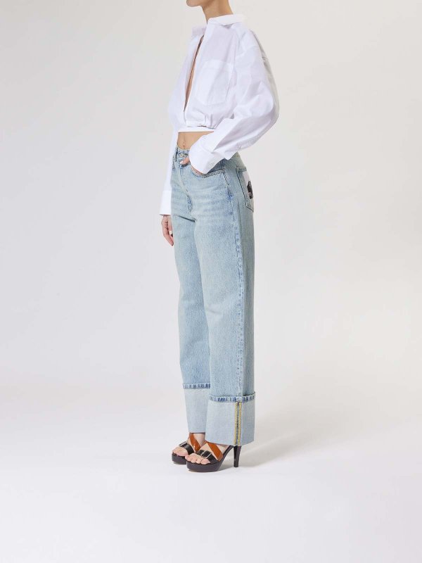 The Best Shops MOSCHINO JEANS: bootcut jeans - Jeans Risvolto 14 Oz Denim