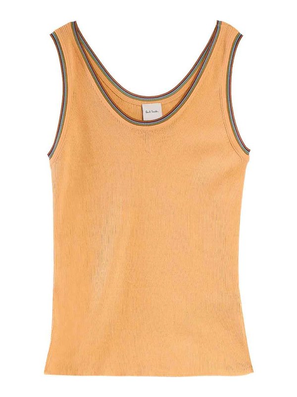 PAUL SMITH: Col bateau - Pull Col Bateau - Orange Clair