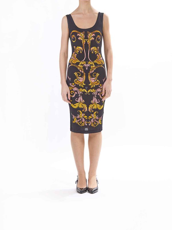 VERSACE JEANS: knee length dresses online - Baroque organs dress