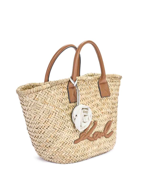 The Best Shops KARL LAGERFELD: cross body bags - K/Signature Raffia Medium Basket