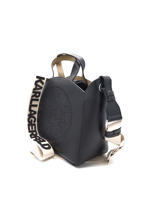 KARL LAGERFELD: totes bags online - K/Circle Small Tote Perforated