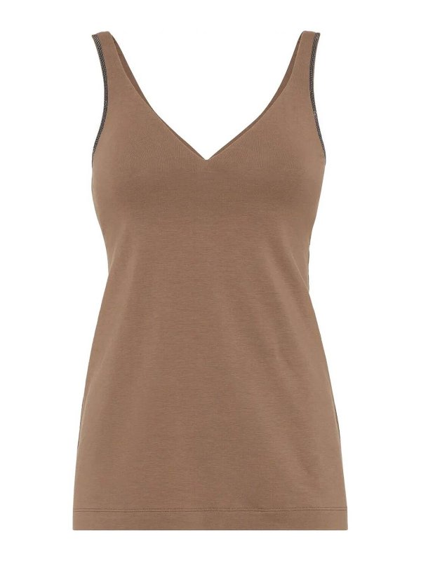 BRUNELLO CUCINELLI: トップス＆タンクトップ - トップ/タンクトップ - ブラウン