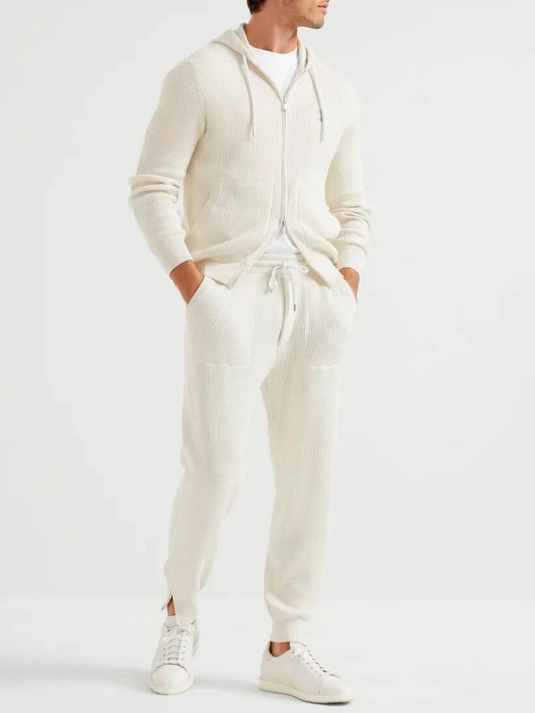 BRUNELLO CUCINELLI: Sweatshirts & Sweaters online - Cotton English Rib Knit Hooded Sweatshirt