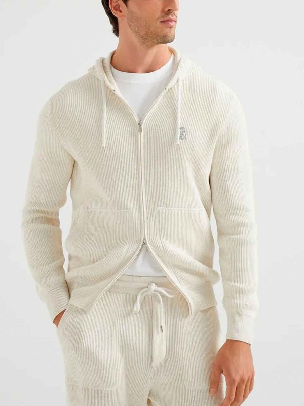 The Best Shops BRUNELLO CUCINELLI: Sweatshirts & Sweaters - Cotton English Rib Knit Hooded Sweatshirt