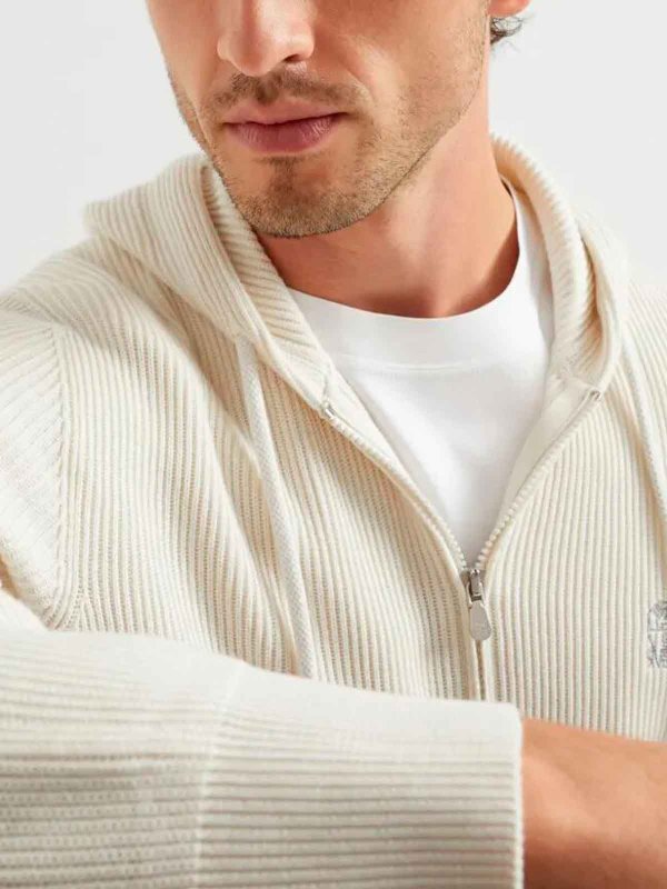 Cotton English Rib Knit Hooded Sweatshirt shop online: BRUNELLO CUCINELLI