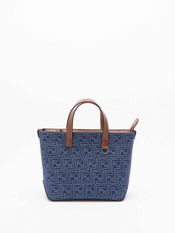 FENDI: cross body bags online - Canvas Stripes Small Shopping Bag