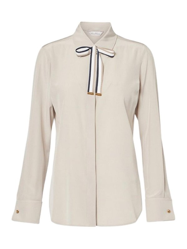 Max Mara: shirts - Silk Shirt With Bow Tie
