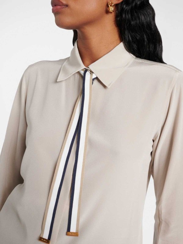 Max Mara: shirts online - Silk Shirt With Bow Tie