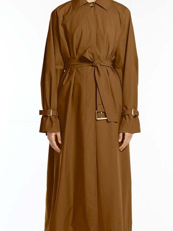 Max Mara: trench coats online - Epoche Trench Coat In Drop-Proof Cotton