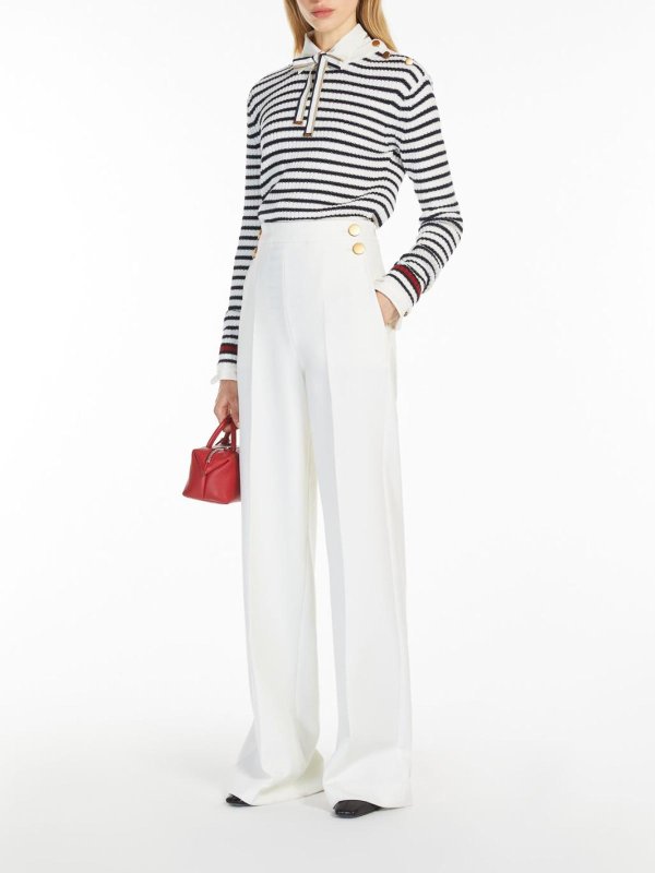 Max Mara: casual trousers online - Wide Trousers In Wool Canvas