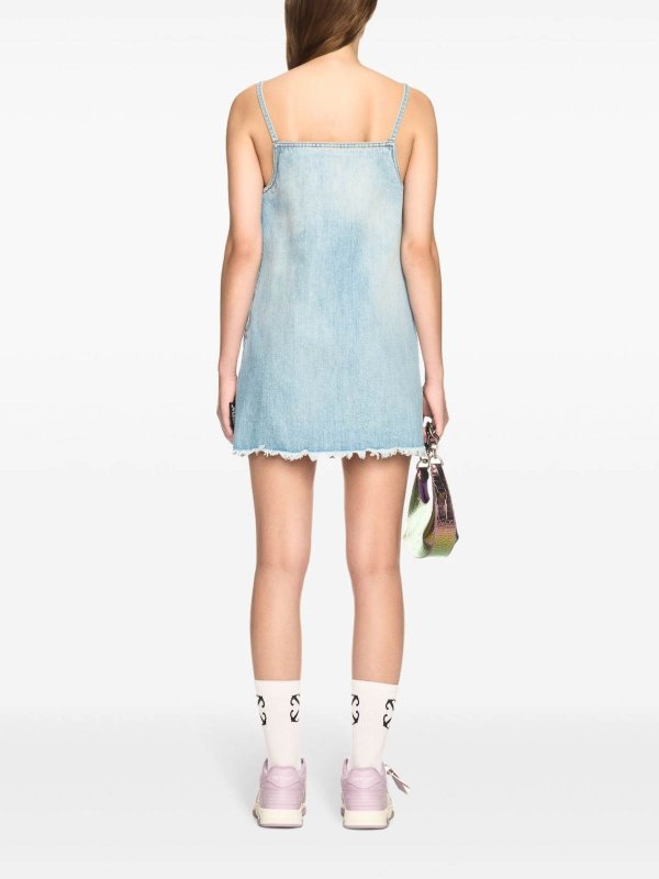 OFF-WHITE: knee length dresses online - Denim Doll Dress