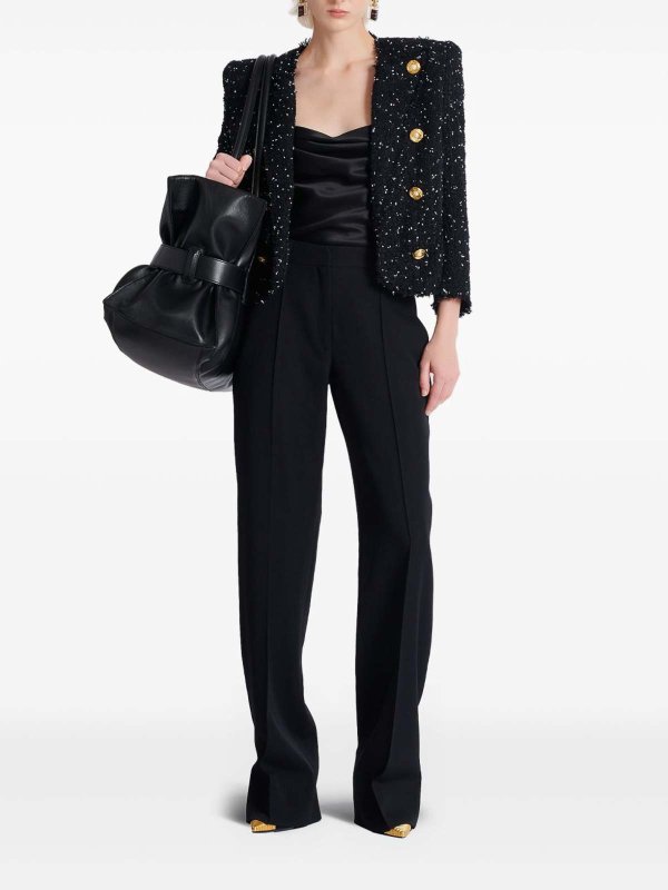 Balmain: casual jackets online - 8-Button Spencer Jacket In Polka Dot Tweed