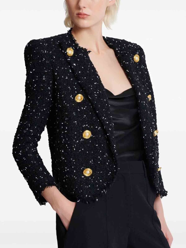 The Best Shops Balmain: 8-Button Spencer Jacket In Polka Dot Tweed