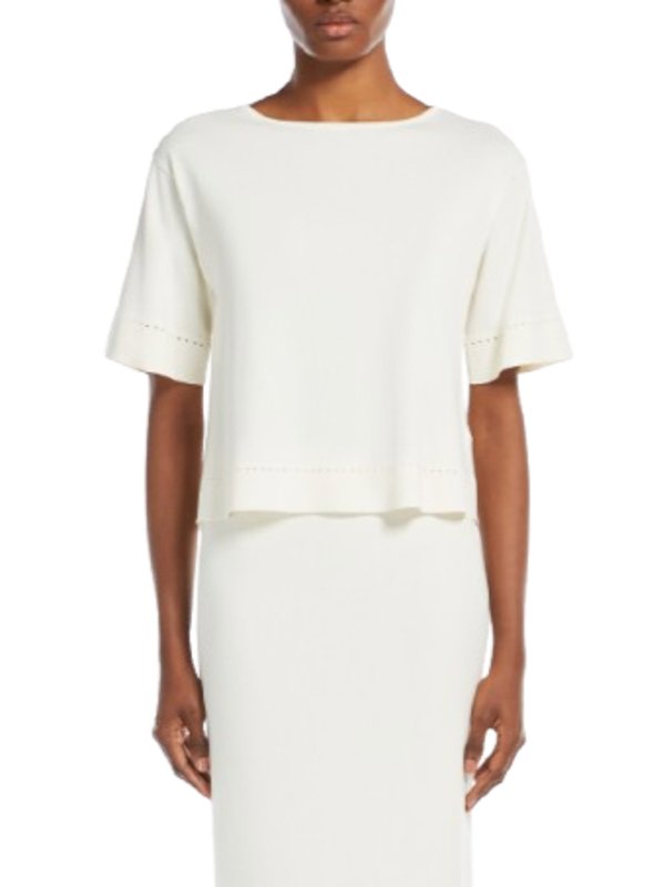 Max Mara: Escotes barcos online - Suéter Con Escote Barco - Blanco