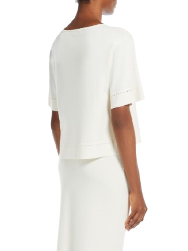 The Best Shops Max Mara: Escotes barcos - Suéter Con Escote Barco - Blanco