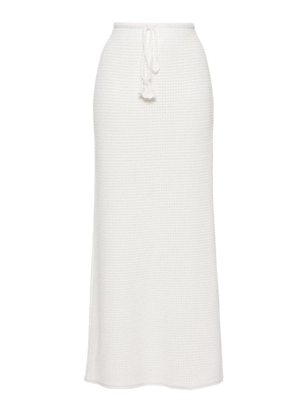 Self Portrait: Long skirts - Sequinned Pointelle-Knit Maxi Skirt