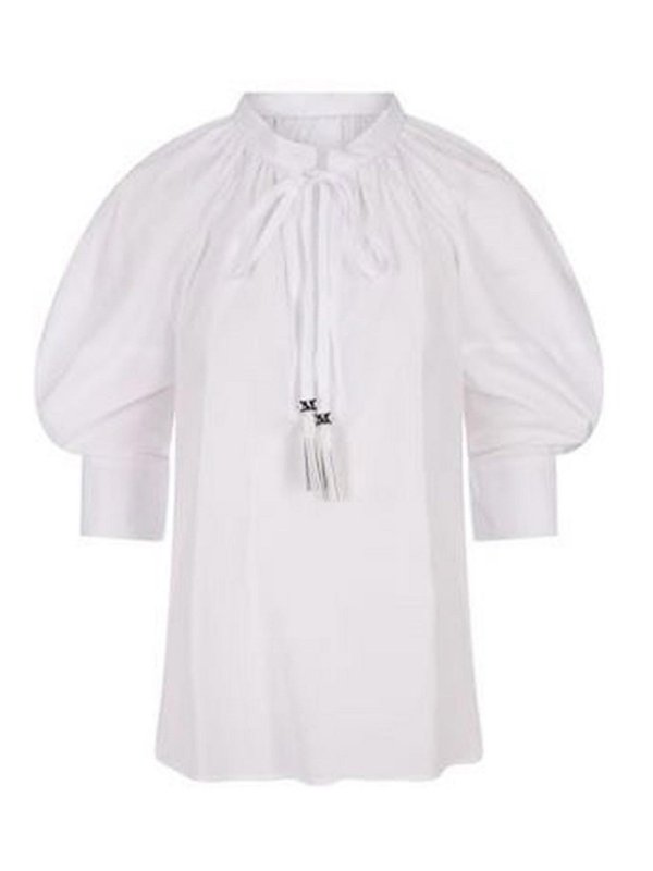 Max Mara: shirts - Cotton Shirt With Balloon Sleeves