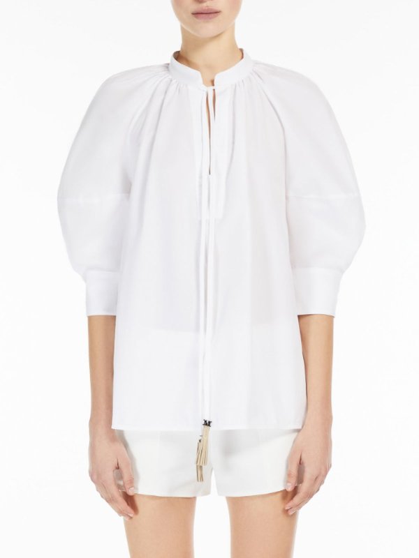 The Best Shops Max Mara: shirts - Cotton Shirt With Balloon Sleeves