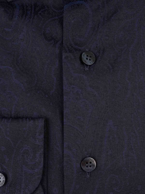 ETRO: shirts online - Shirt In Blue Jacquard Cotton