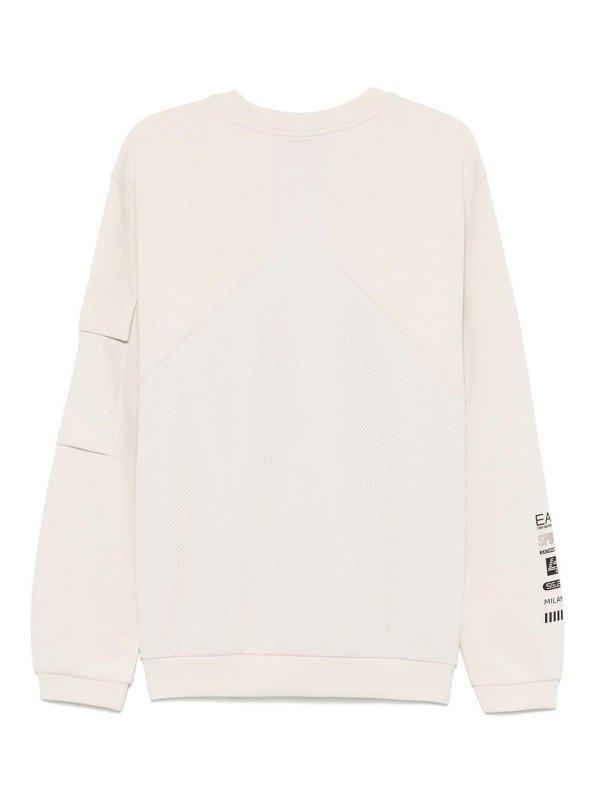 EA7 Emporio Armani: crew necks online - Logo Cotton Crewneck Sweatshirt