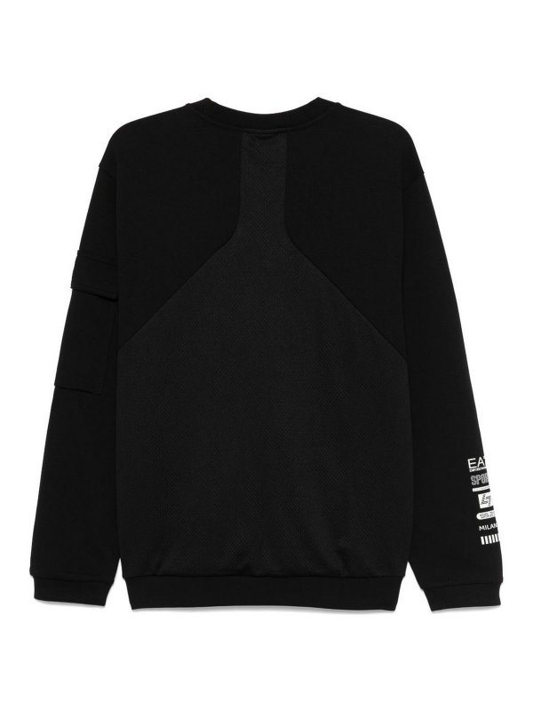 EA7 Emporio Armani: crew necks online - Logo Cotton Crewneck Sweatshirt