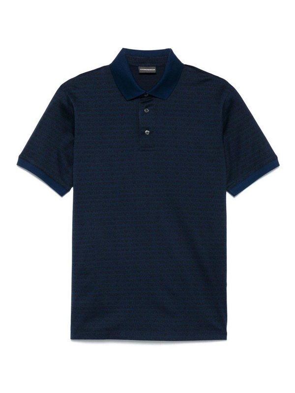 EMPORIO ARMANI: polo shirts - Allover Logo Cotton Polo Shirt