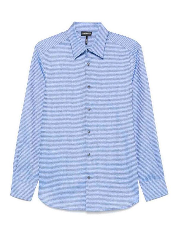 EMPORIO ARMANI: shirts - Allover Logo Cotton Shirt