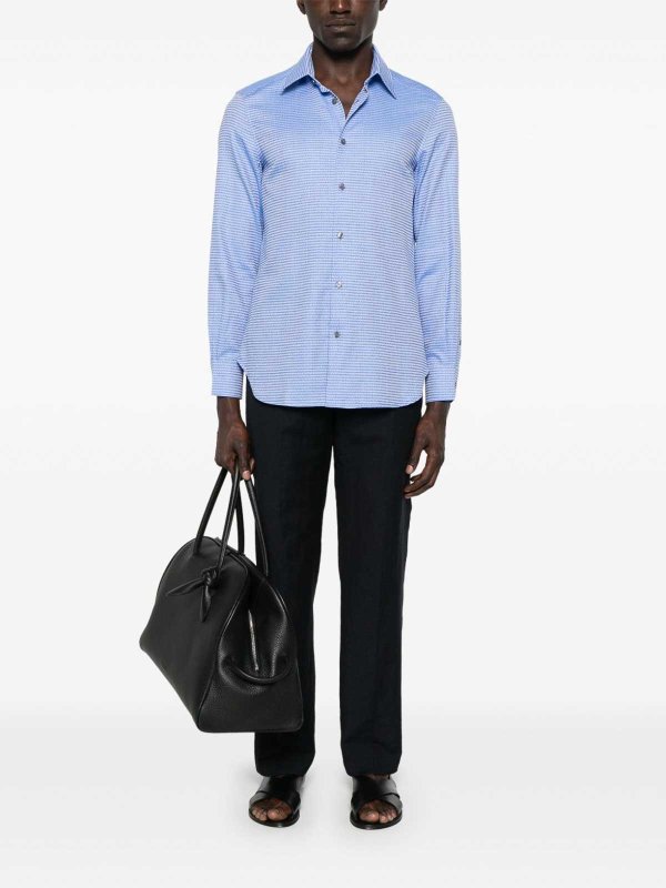EMPORIO ARMANI: shirts online - Allover Logo Cotton Shirt
