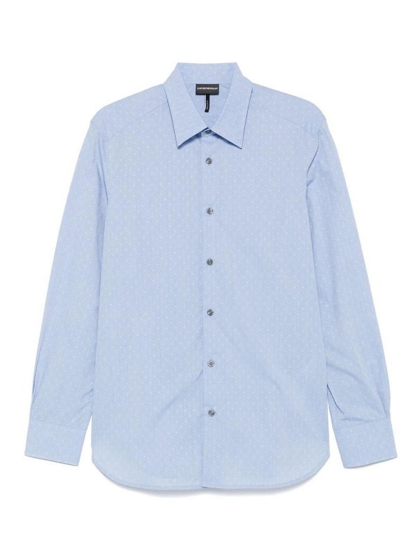 EMPORIO ARMANI: shirts - Allover Logo Cotton Shirt