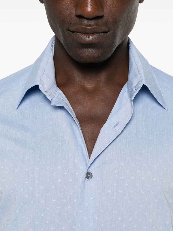 The Best Shops EMPORIO ARMANI: shirts - Allover Logo Cotton Shirt