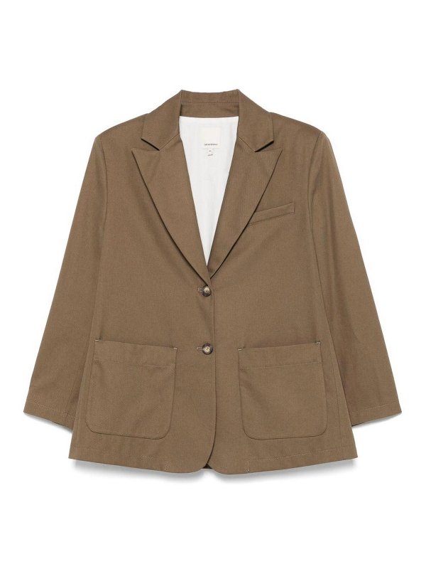 EMPORIO ARMANI: cappotti corti - Cappotto caban di cotone