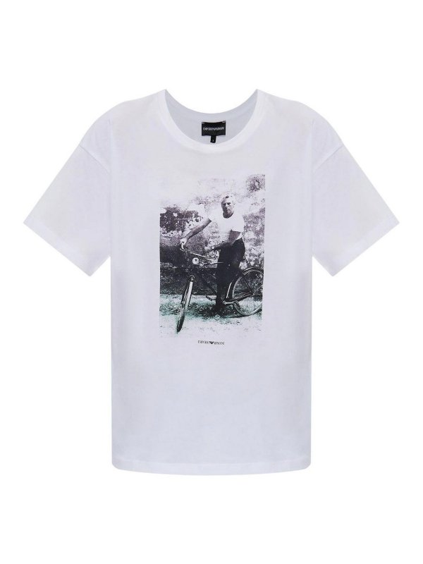 EMPORIO ARMANI: t-shirts - Printed Cotton T-Shirt