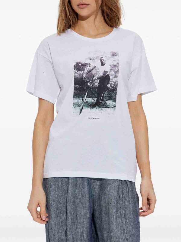 Printed Cotton T-Shirt shop online: EMPORIO ARMANI