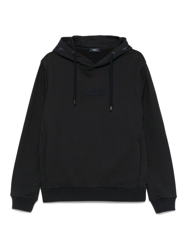 HERNO: Sweatshirts & Sweaters - Logo Cotton Hoodie